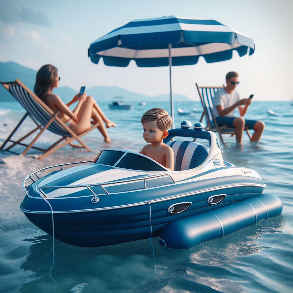 Melotadoso, yate hinchable a motor con control remoto en color azul